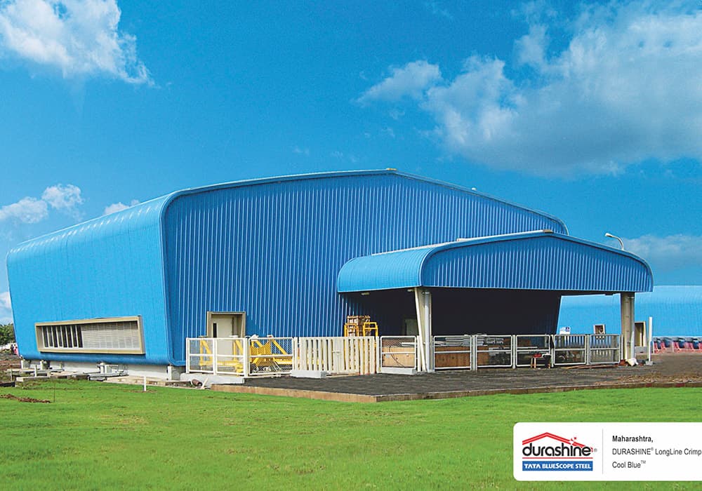 A building roofed with DURASHINE LongLine crimp sheets