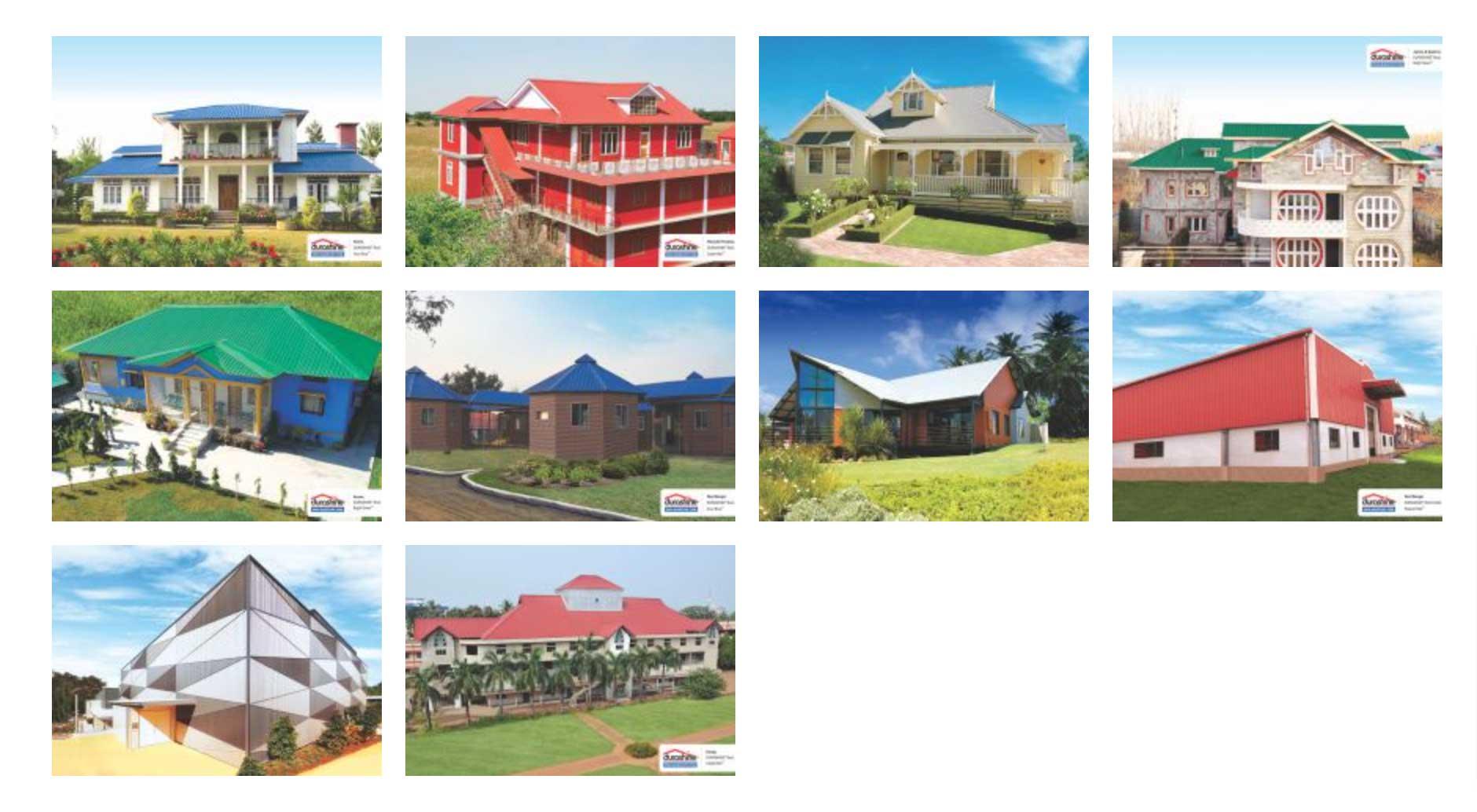 Buildings roofed and clad with DURASHINE steel sheets across residential, commercial and industrial sites
